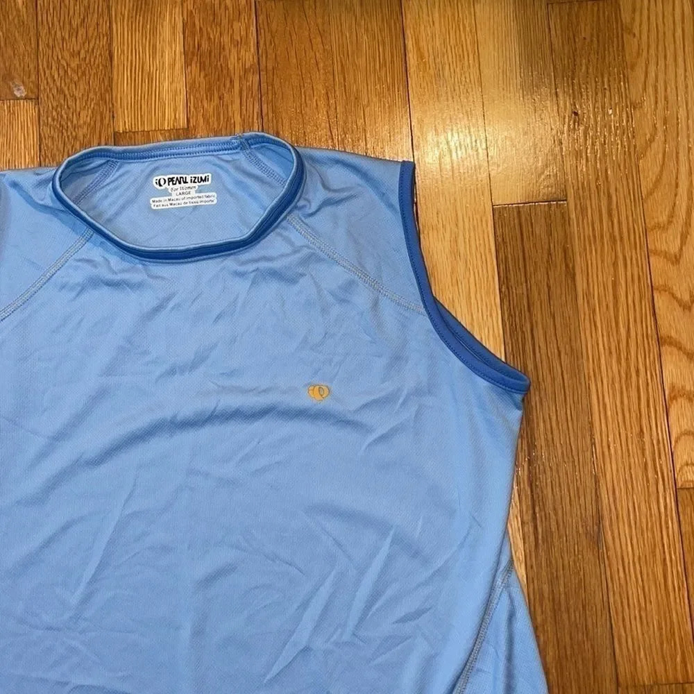 Ladies Pearl Izumi Size L Polyester Baby Blue Workout Tank Top - Picture 2 of 9